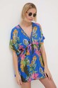 Desigual narzutka plażowa TROPICAL PARTY Planet friendly niebieski 24SWMW23