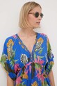 Desigual narzutka plażowa TROPICAL PARTY 24SWMW23 niebieski SS24