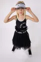 czarny Karl Lagerfeld jednoczęściowy strój kąpielowy dziecięcy Dziewczęcy
