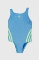 блакитний Суцільний дитячий купальник adidas Performance Для дівчаток
