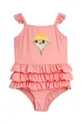 ružová Jednodielne detské plavky Mini Rodini Owl Dievčenský