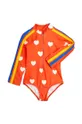 Mini Rodini jednoczęściowy strój kąpielowy dziecięcy Hearts pomarańczowy