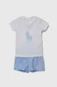 μπλε Παιδικές βαμβακερές πιτζάμες Polo Ralph Lauren Για κορίτσια