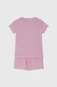Dječja pamučna pidžama Calvin Klein Underwear roza