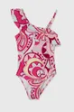 różowy Guess jednoczęściowy strój kąpielowy dziecięcy Dziewczęcy