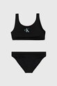 Calvin Klein Jeans dwuczęściowy strój kąpielowy dziecięcy komplet czarny KY0KY00067.PPYH