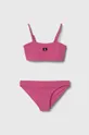 roza Dječji dvodijelni kupaći kostim Calvin Klein Jeans Za djevojčice
