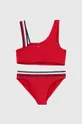 crvena Dječji dvodijelni kupaći kostim Tommy Hilfiger Za djevojčice