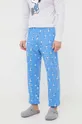 niebieski United Colors of Benetton spodnie piżamowe bawełniane x Peanuts Męski