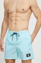 Kratke hlače za kupanje Calvin Klein natpis tirkizna KM0KM00980