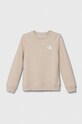 Calvin Klein Jeans bluza bawełniana dziecięca nadruk beżowy IU0IU00397.PPYH