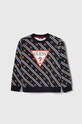 Guess bluza bawełniana dziecięca nadruk granatowy L4RQ01.KA6R3.PPYH