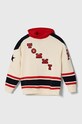 Dětská bavlněná mikina Tommy Hilfiger s kapucí béžová KB0KB08716.PPYH