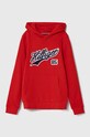 Παιδική βαμβακερή μπλούζα Tommy Hilfiger με κουκούλα κόκκινο KB0KB08718.PPYH