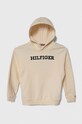 Tommy Hilfiger bluza bawełniana dziecięca z kapturem beżowy KS0KS00537.116.122.PPYH