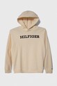 Tommy Hilfiger bluza bawełniana dziecięca z kapturem beżowy KS0KS00537.128.176.PPYH
