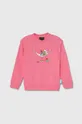 roza Otroški bombažen pulover Emporio Armani x The Smurfs Fantovski