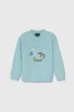 modra Otroški bombažen pulover Emporio Armani x The Smurfs Fantovski