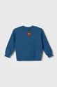 Otroški bombažen pulover United Colors of Benetton x DC modra