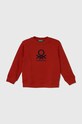 United Colors of Benetton bluza bawełniana dziecięca nadruk czerwony 3J70G10CW.P.Seasonal