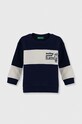United Colors of Benetton bluza bawełniana dziecięca nadruk granatowy 3J70G10DN.P.Seasonal