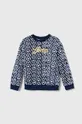 mornarsko modra Otroški bombažen pulover Guess Fantovski