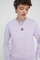 Bavlněná mikina Tommy Jeans fialová DW0DW17325