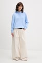 Tommy Jeans bluza z kapturem damska bawełniana z elastanem DW0DW17324 niebieski SS26