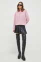 Pinko bluza bawełniana 101685.A1N7 różowy SS24