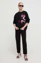Bombažen pulover Pinko črna