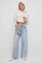 Βαμβακερή μπλούζα Calvin Klein Jeans μπεζ