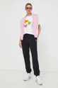 Βαμβακερή μπλούζα PS Paul Smith ροζ
