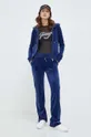 Βελούδινη μπλούζα Juicy Couture σκούρο μπλε