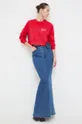 Bombažen pulover Moschino Jeans rdeča