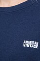 American Vintage bluza bawełniana TEE SHIRT COURT ML COL BATEAU HOD03AE24 granatowy