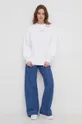 Bombažen pulover Calvin Klein Jeans bela