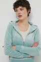 Velúrová mikina Juicy Couture zelená JCAP176.608