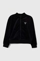 Dětská velurová mikina Guess nášivka černá J4RQ22.KBXI2.PPYH