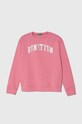 United Colors of Benetton bluza bawełniana dziecięca nadruk różowy 3J68C10H6.G.Seasonal