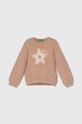 United Colors of Benetton hanorac de bumbac pentru copii imprimeu bej 3J68G10E3.P.Seasonal