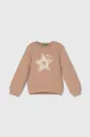 bež Otroški bombažen pulover United Colors of Benetton Dekliški