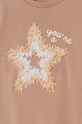 Fete United Colors of Benetton hanorac de bumbac pentru copii 3J68G10E3.P.Seasonal bej