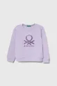 фиолетовой Детская хлопковая кофта United Colors of Benetton Для девочек