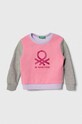 United Colors of Benetton bluza bawełniana dziecięca nadruk różowy 3J70G10D3.P.Seasonal