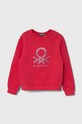 United Colors of Benetton bluza bawełniana dziecięca nadruk różowy 3J70G10D3.P.Seasonal