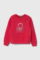 roza Otroški bombažen pulover United Colors of Benetton Dekliški