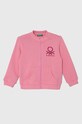 United Colors of Benetton bluza bawełniana dziecięca nadruk różowy 3J70G502U.P.Seasonal