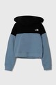 The North Face hanorac de bumbac pentru copii DREW PEAK CROP P/O HOODIE print turcoaz NF0A89PT