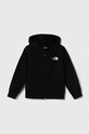 Παιδική βαμβακερή μπλούζα The North Face FZ OVERSIZE LIGHT HOODIE στάμπα μαύρο NF0A877Q