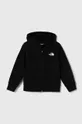 czarny The North Face bluza bawełniana dziecięca FZ OVERSIZE LIGHT HOODIE Dziewczęcy